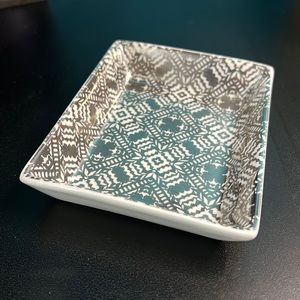 J. Crew Factory White & Silver Patterned Ceramic Trinket Dish